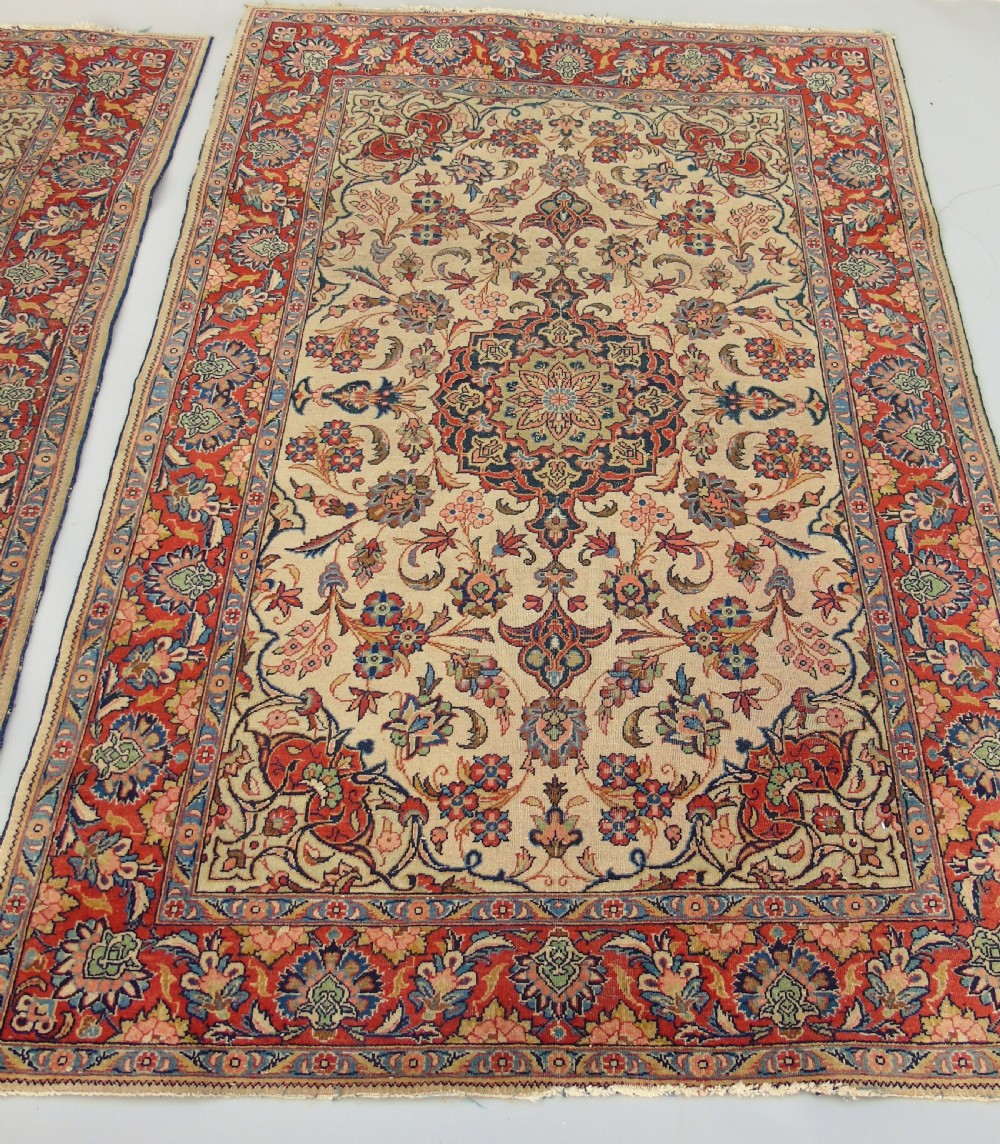 Pair of Antique Kashan Prayer Rugs View III