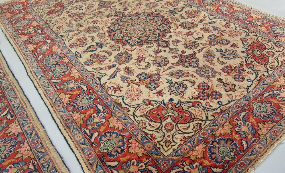 Pair of Antique Kashan Prayer Rugs View IV