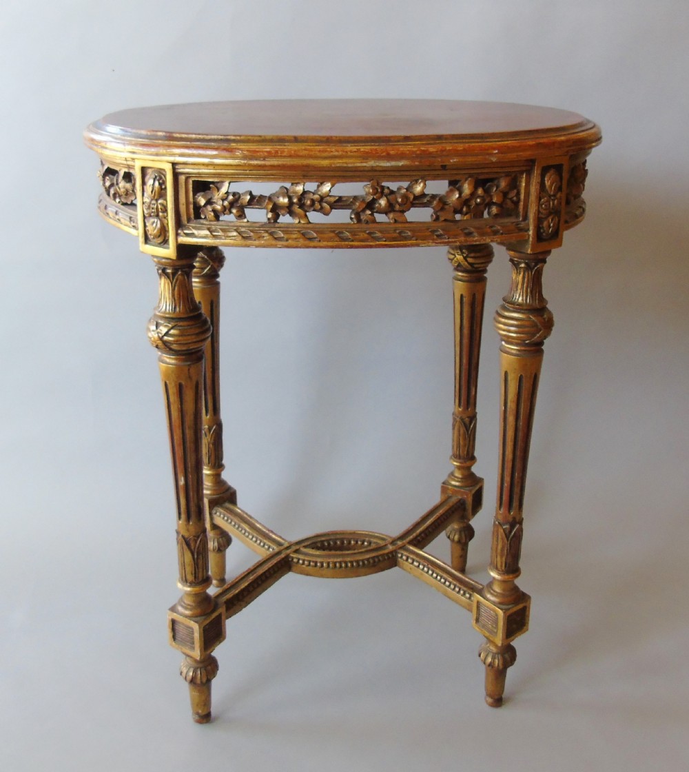French 19th Century Antique Gilt Wood Oval Table View II