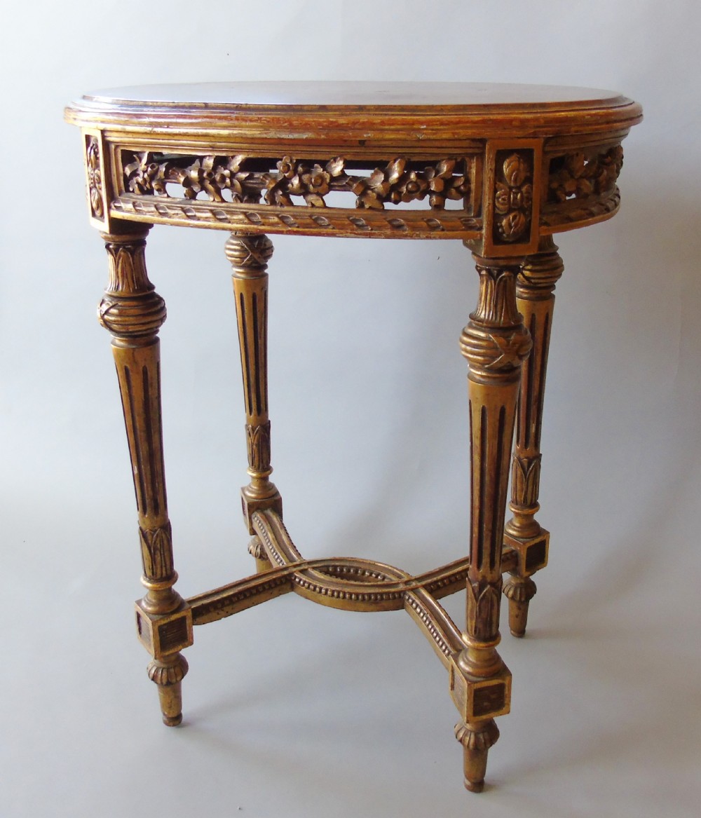 French 19th Century Antique Gilt Wood Oval Table View III