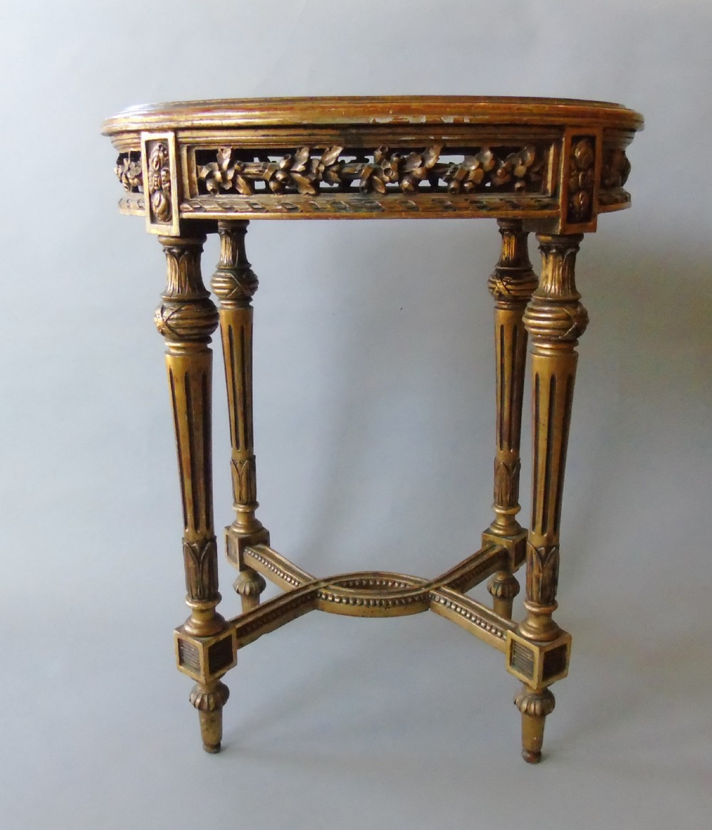 French 19th Century Antique Gilt Wood Oval Table View IV