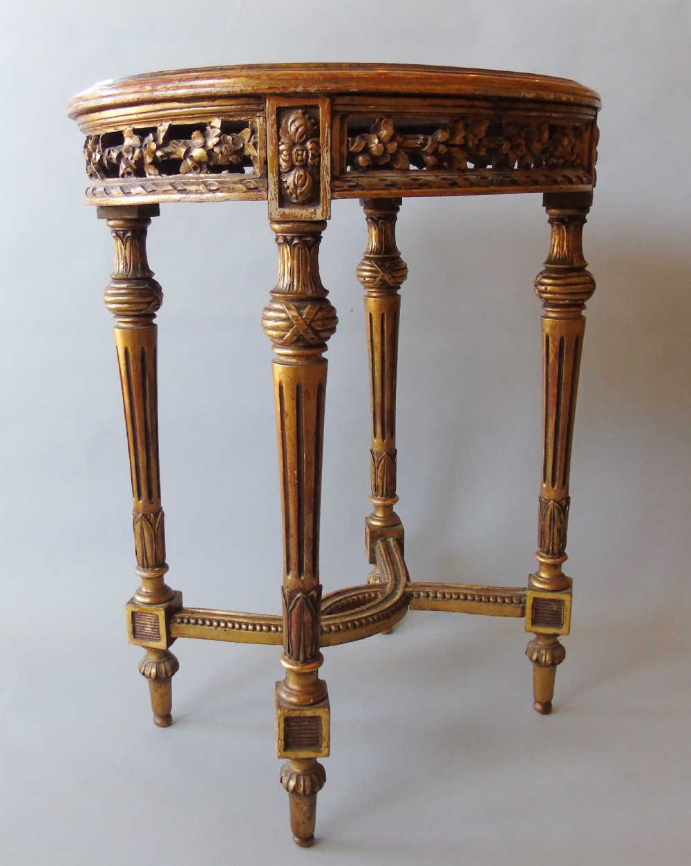French 19th Century Antique Gilt Wood Oval Table View VIII