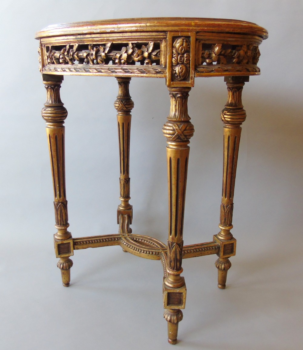 French 19th Century Antique Gilt Wood Oval Table View IX