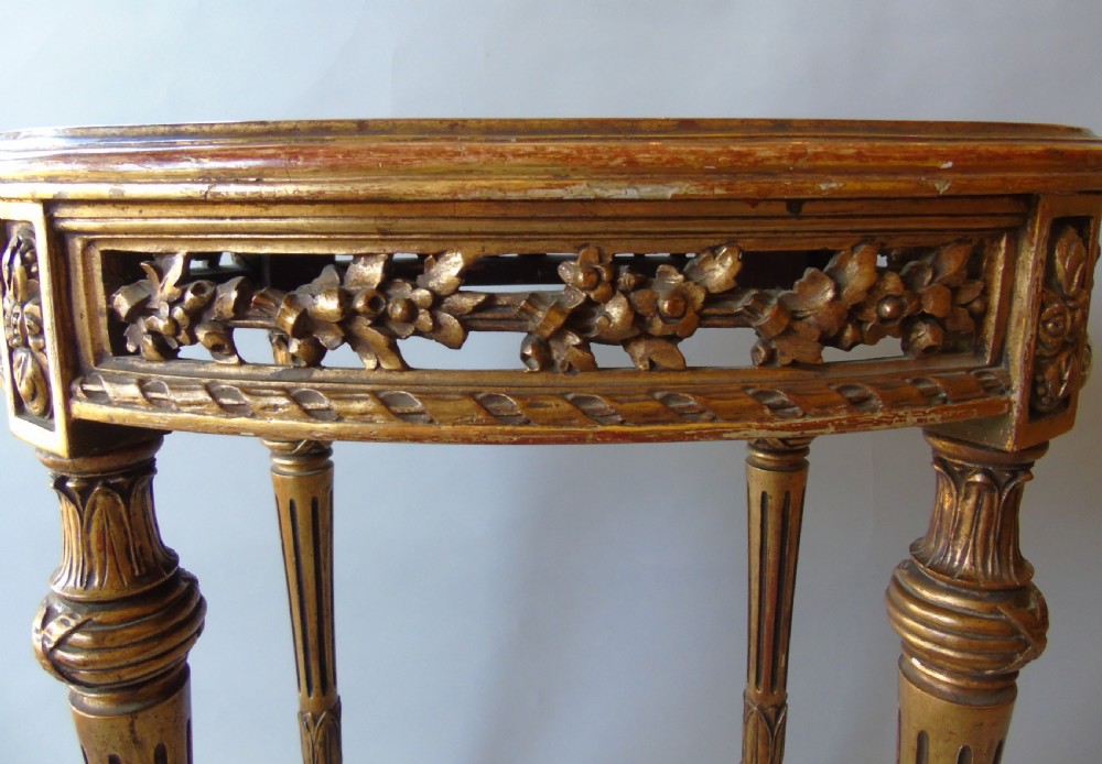 French 19th Century Antique Gilt Wood Oval Table View X