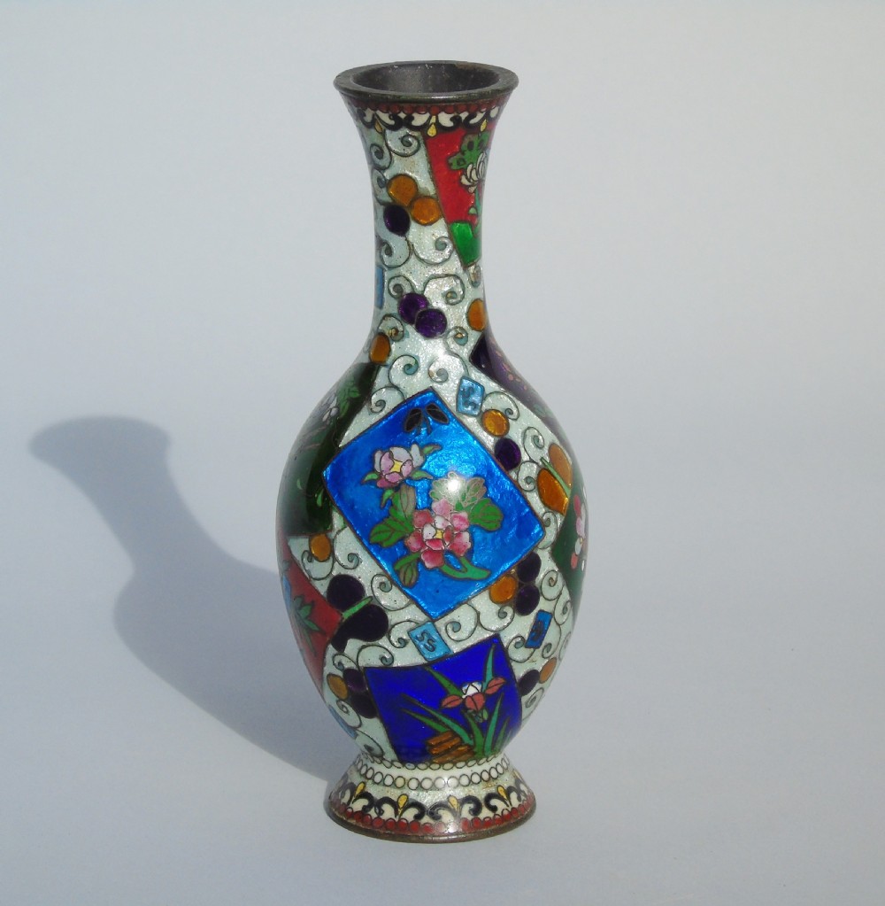 Antique Japanese Ginbari Enamel Vase