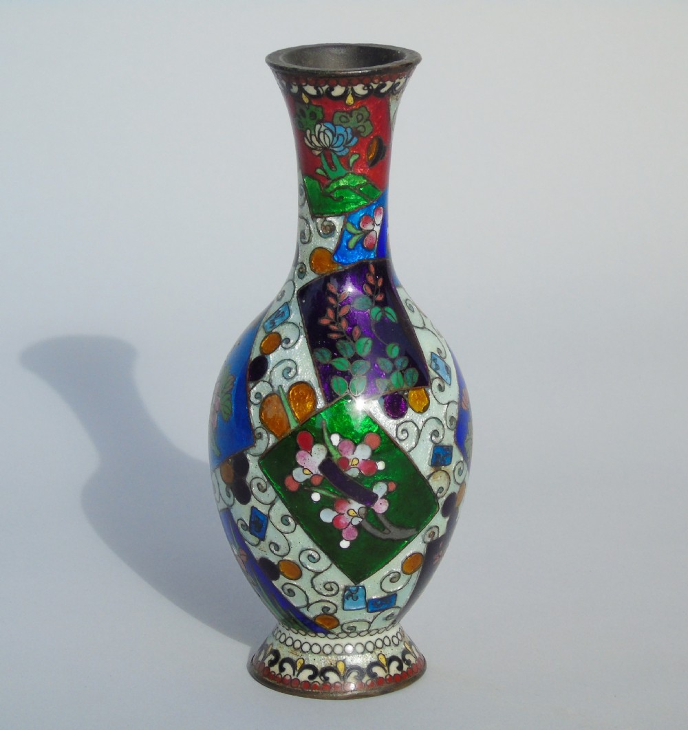 Antique Japanese Ginbari Enamel Vase View III