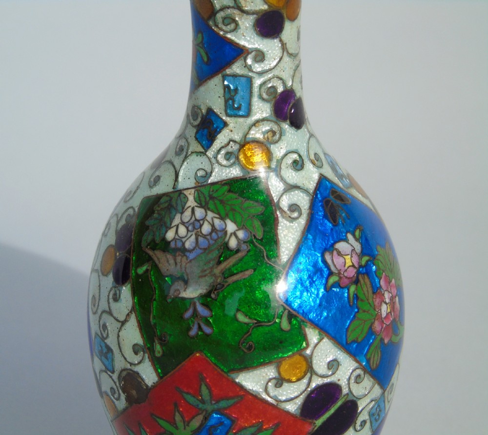 Antique Japanese Ginbari Enamel Vase View IV