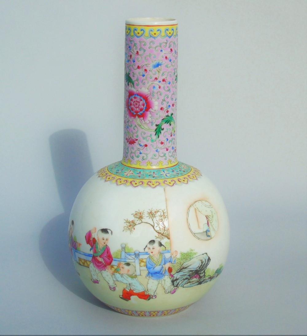 Chinese Famille Rose Bottle Vase