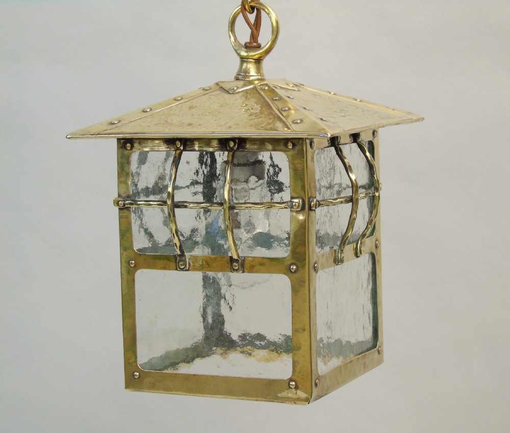 Antique Brass Arts & Crafts Hall Light View IV