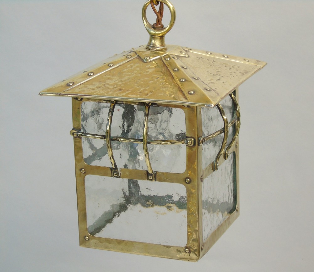 Antique Brass Arts & Crafts Hall Light View VI