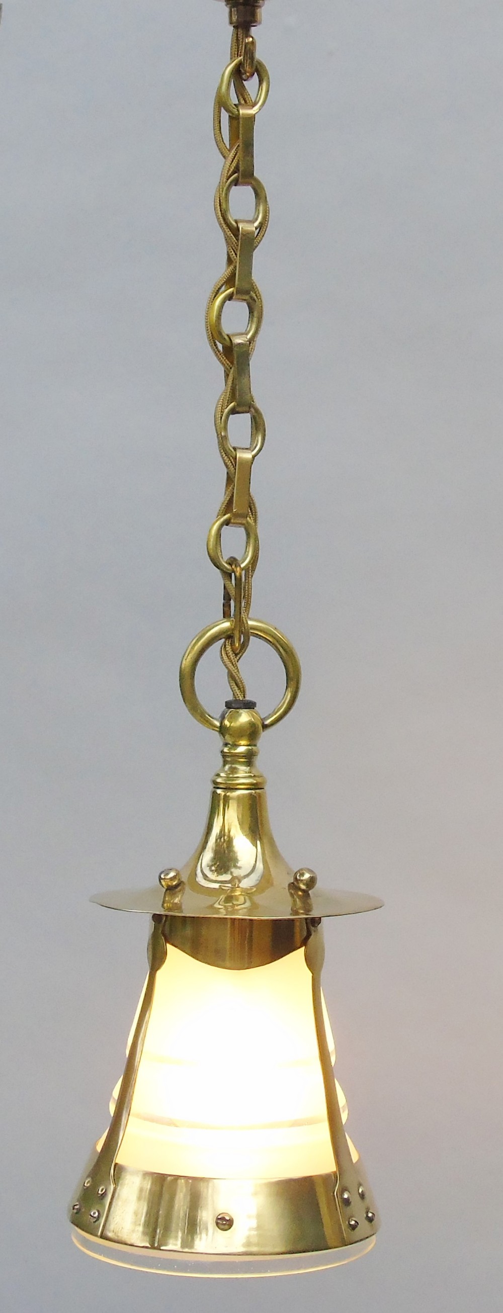 Antique Brass Arts & Crafts Hanging Light