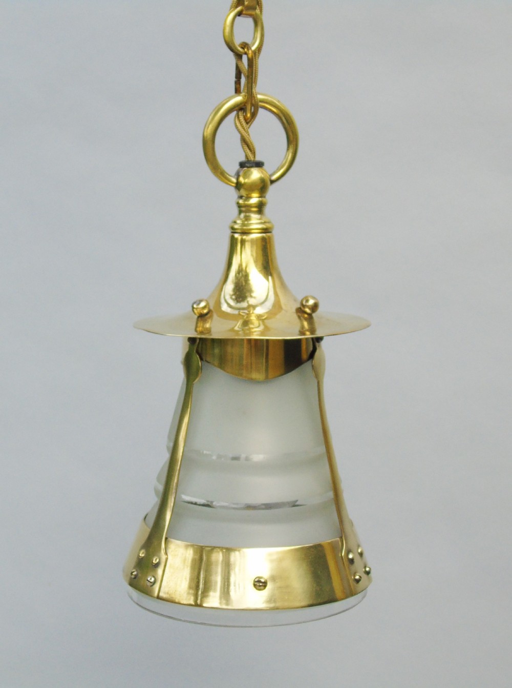 Antique Brass Arts & Crafts Hanging Light View IV