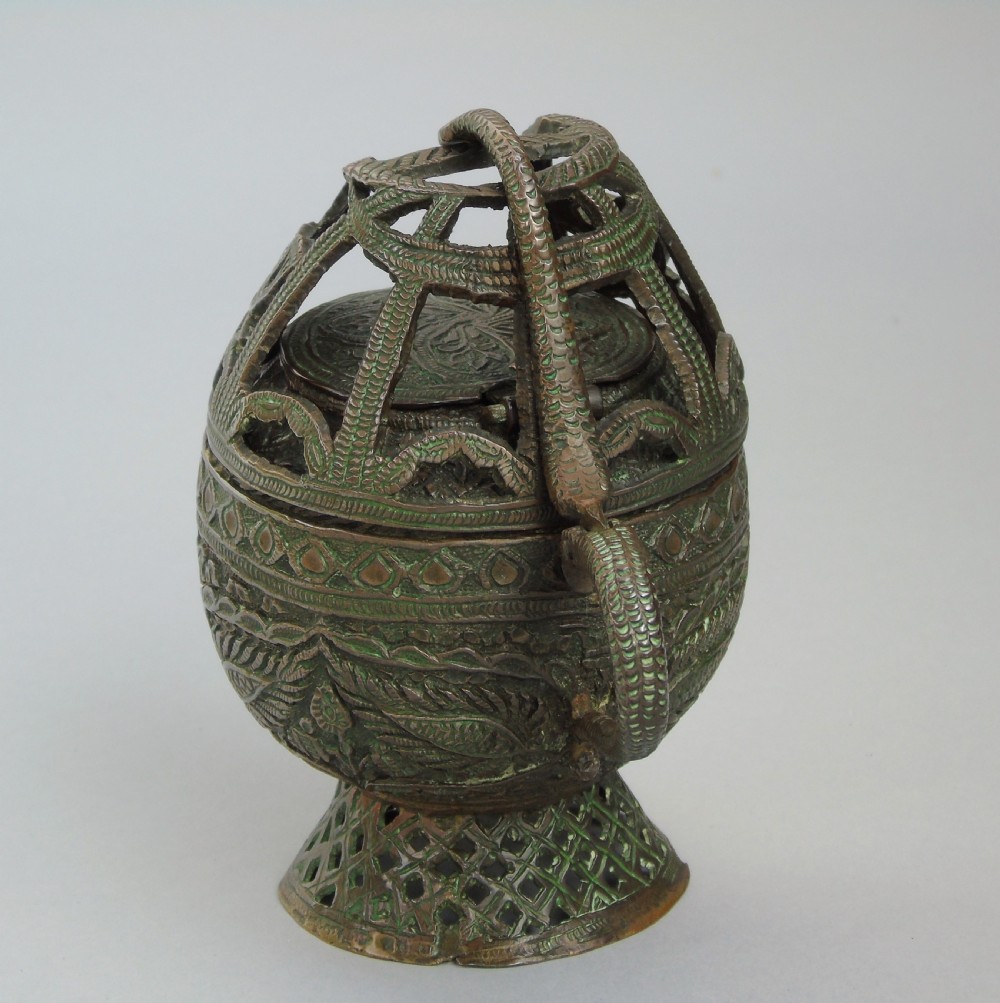 Antique Kashmir Copper Bronze Snake Samovar View II