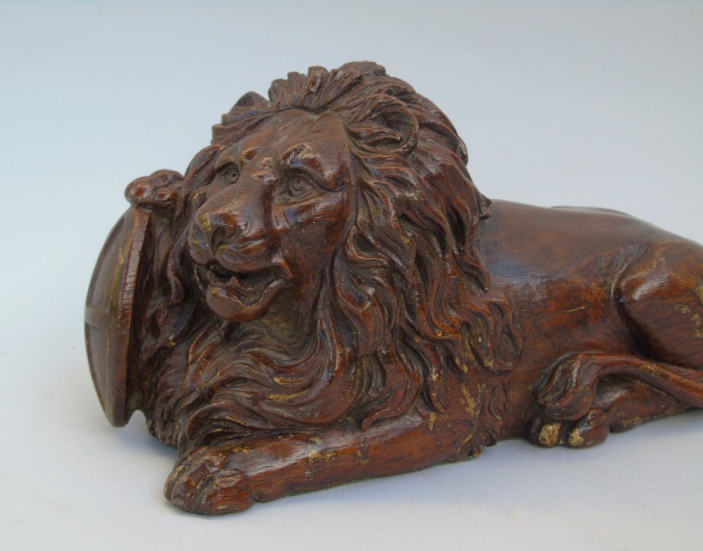 Antique Carved Oak Lion of Lucerne