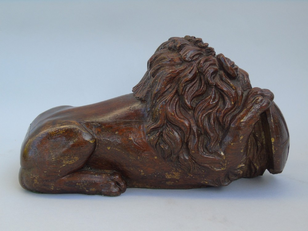 Antique Carved Oak Lion of Lucerne View IV
