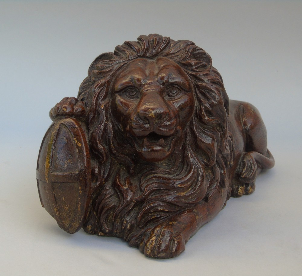 Antique Carved Oak Lion of Lucerne View VI