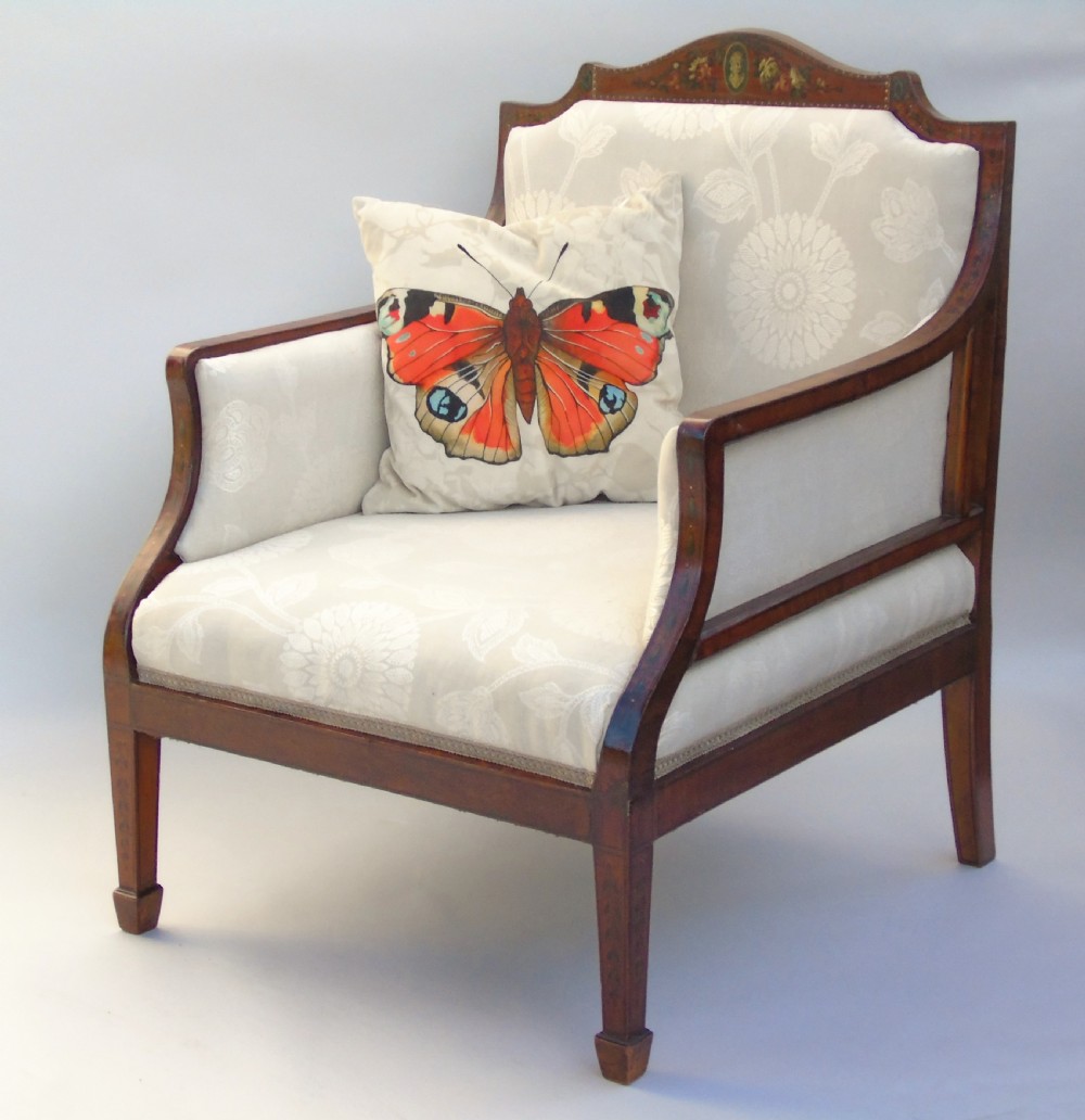 Elegant Upholstered Regency Bergere Armchair