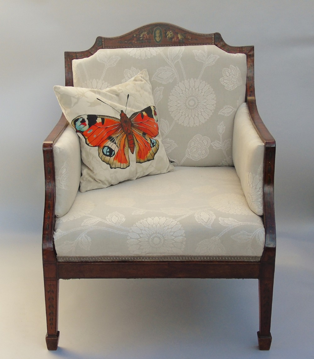 Elegant Upholstered Regency Bergere Armchair View IV