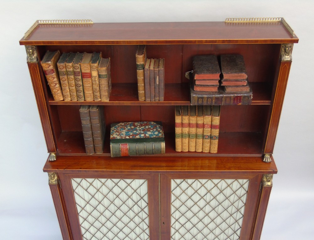 Elegant Regency Mahogany Inlaid Bookcase Cabinet View V