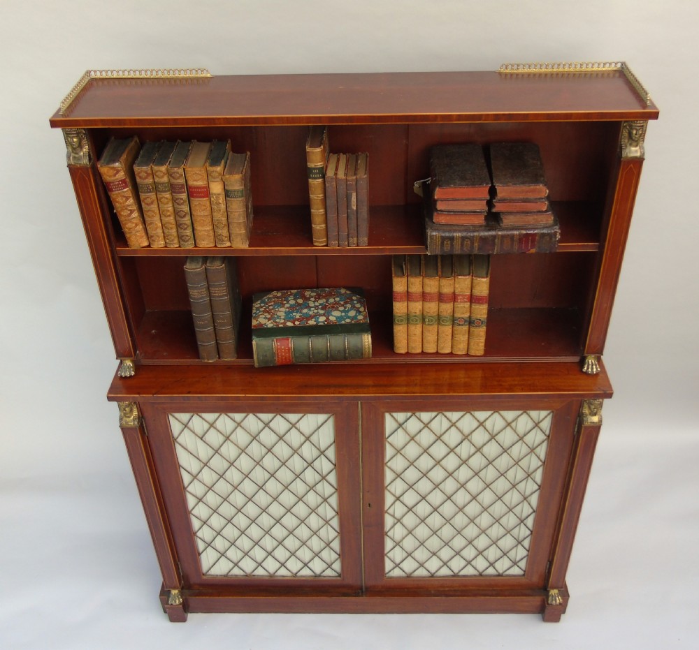 Elegant Regency Mahogany Inlaid Bookcase Cabinet View II