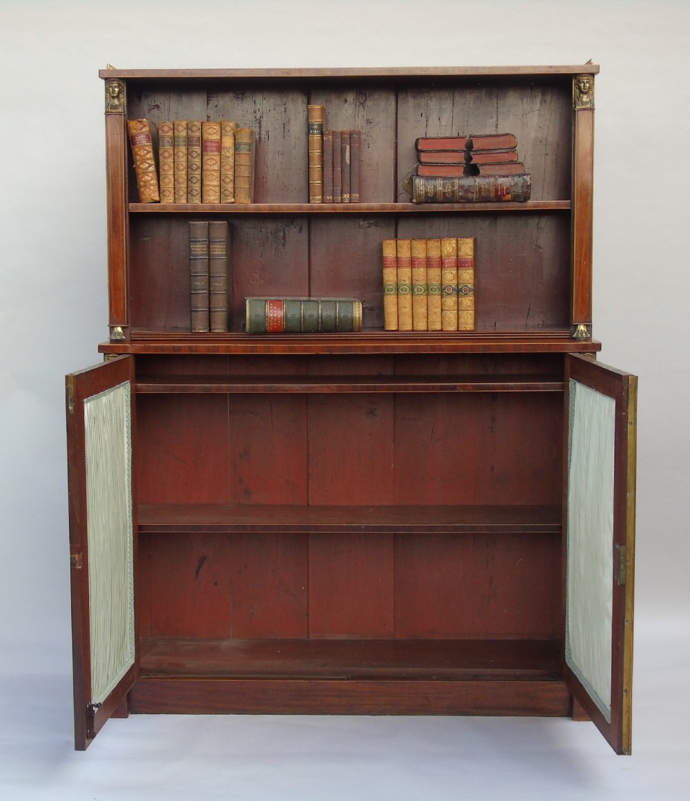Elegant Regency Mahogany Inlaid Bookcase Cabinet View III