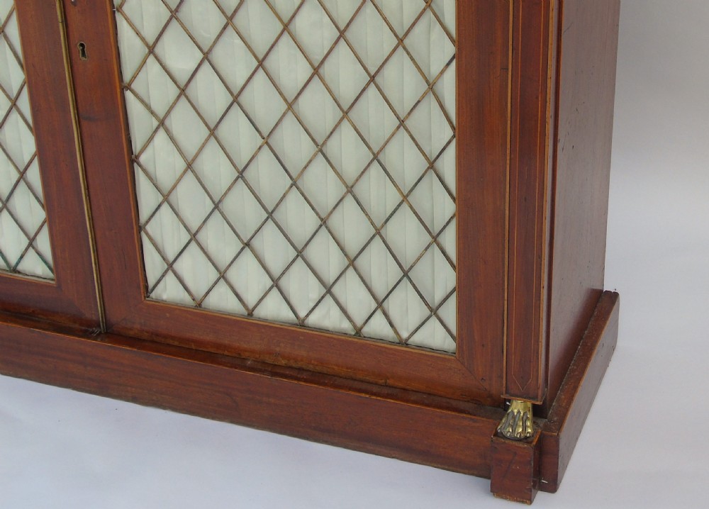 Elegant Regency Mahogany Inlaid Bookcase Cabinet View VI