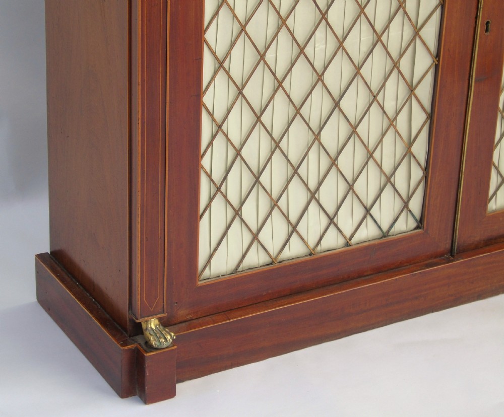 Elegant Regency Mahogany Inlaid Bookcase Cabinet View VII