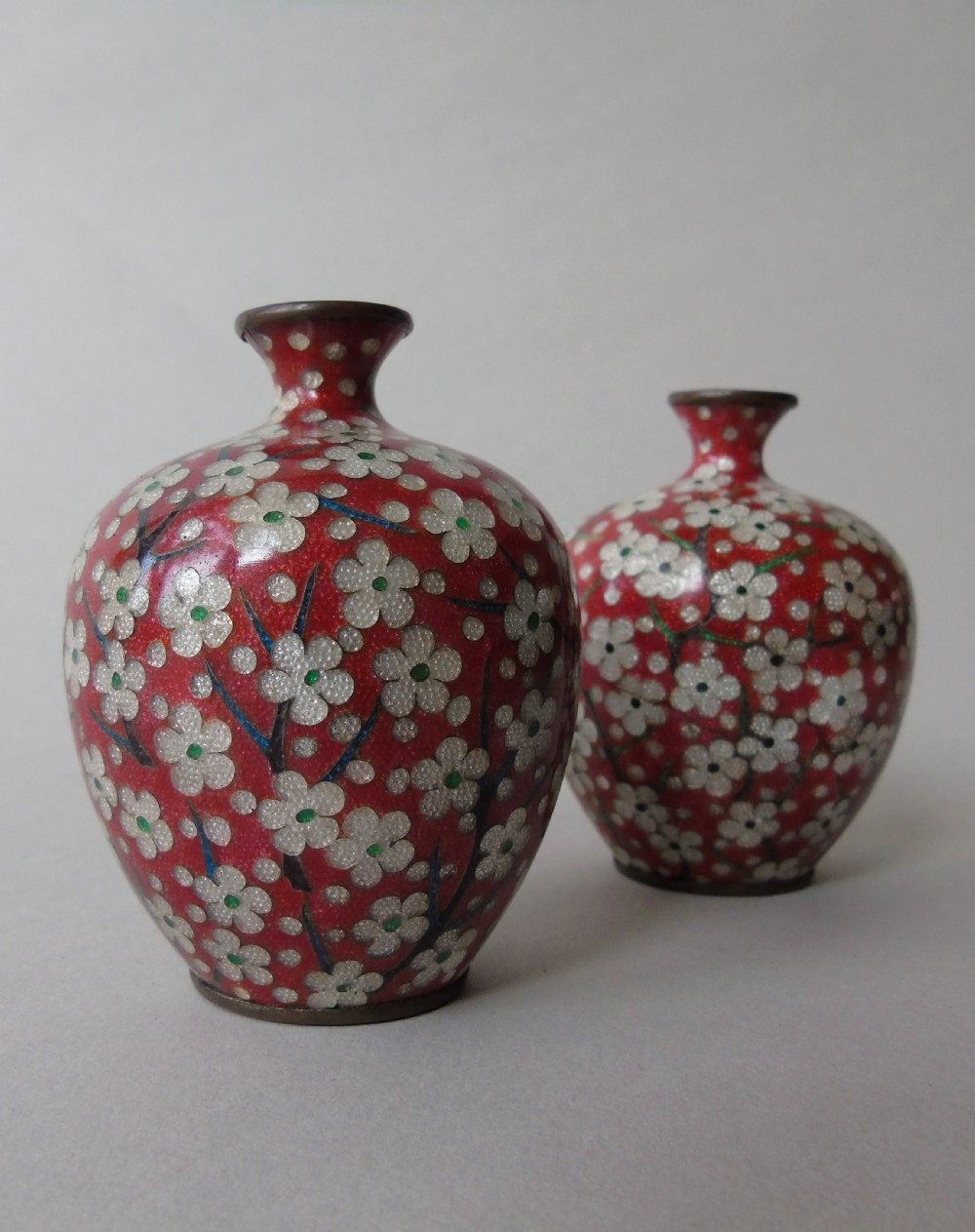 Antique Meiji Pair of Ginbari Cloisonne Vases