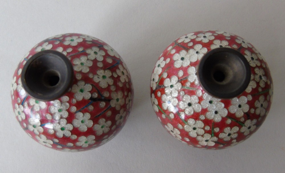Antique Meiji Pair of Ginbari Cloisonne Vases View VI