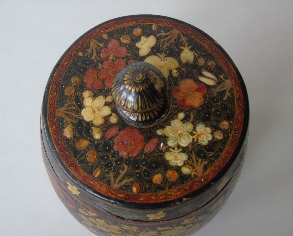 Antique Kashmir Papier Mache Lidded Jar View IV