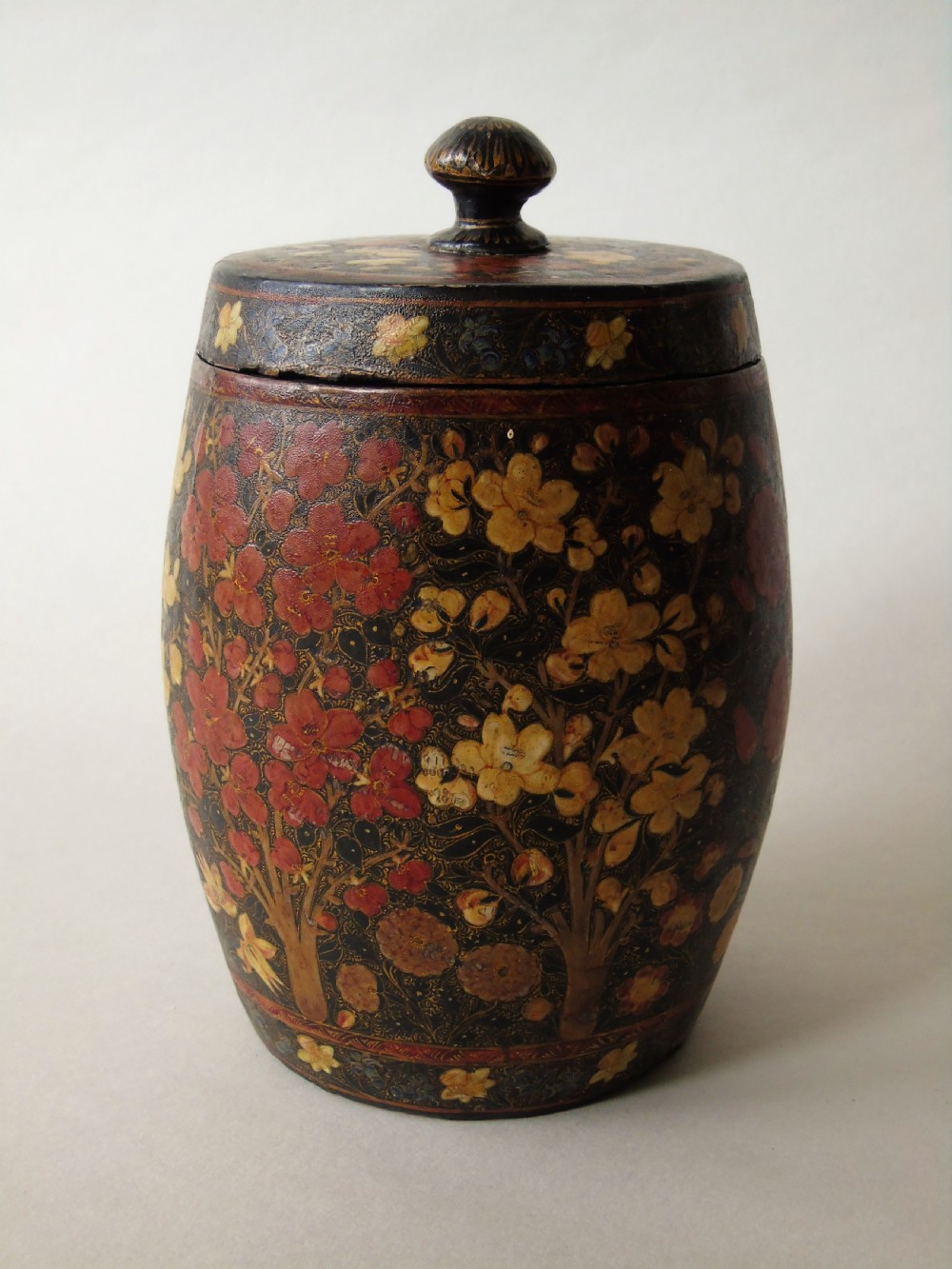 Antique Kashmir Papier Mache Lidded Jar View VI