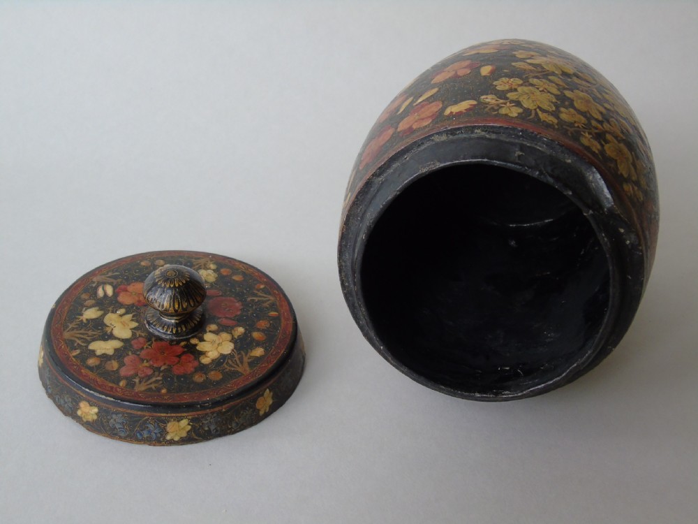 Antique Kashmir Papier Mache Lidded Jar View VIII