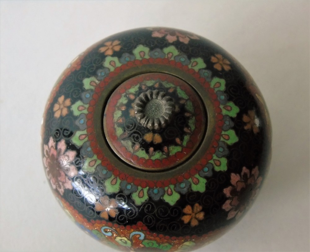 Antique Meiji Cloisonne Lidded Jar View III