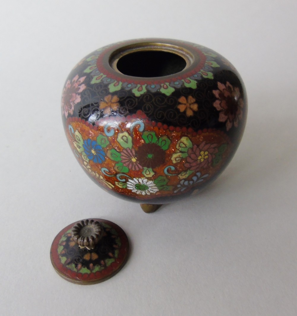 Antique Meiji Cloisonne Lidded Jar View V