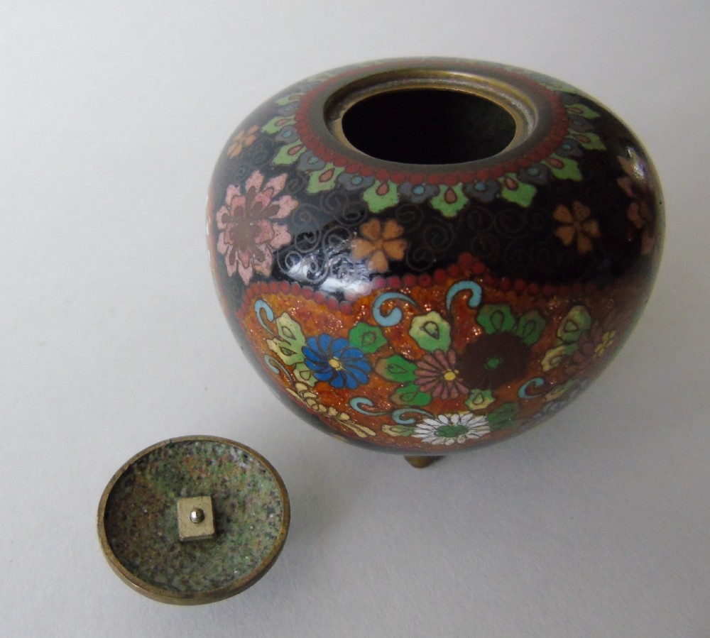 Antique Meiji Cloisonne Lidded Jar View VI