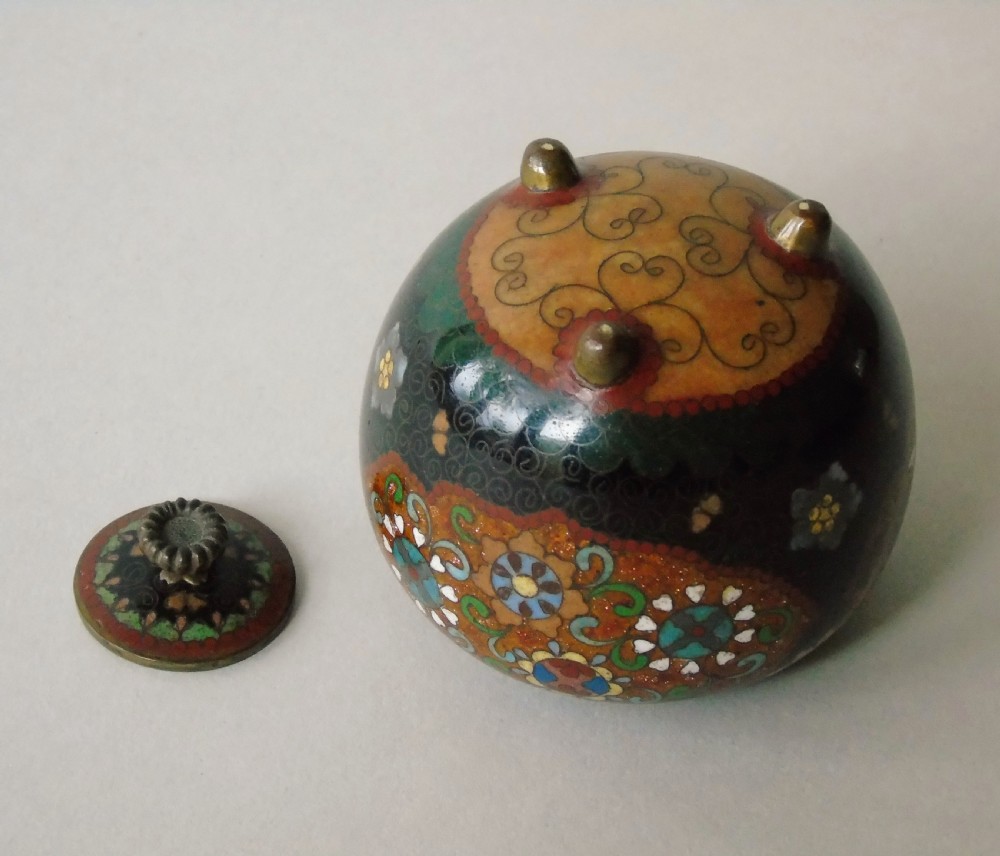 Antique Meiji Cloisonne Lidded Jar View VII