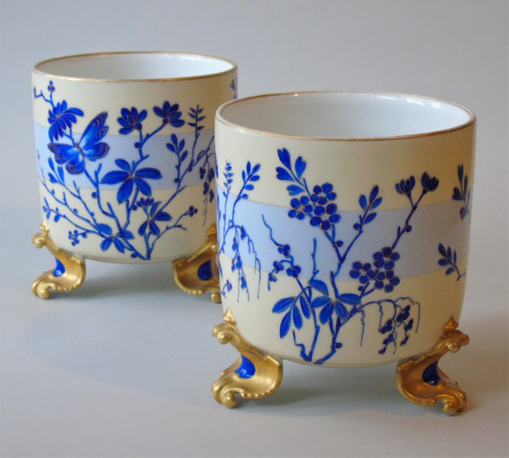 Antique Pair of Aesthetic Porcelain Jardiniere