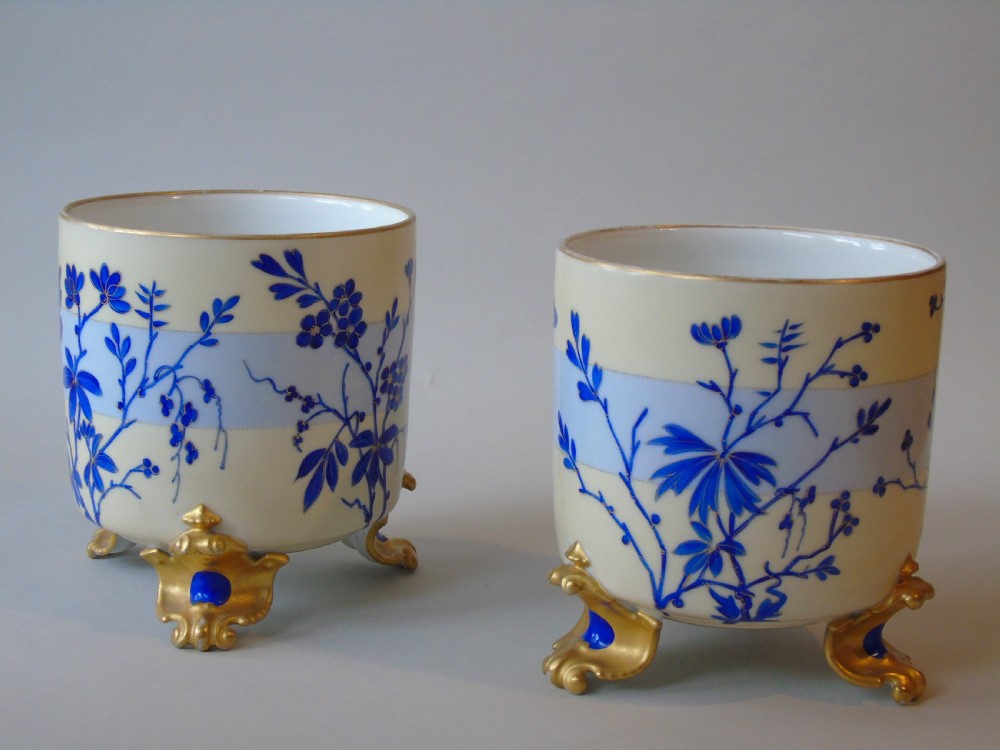 Antique Pair of Aesthetic Porcelain Jardiniere View II