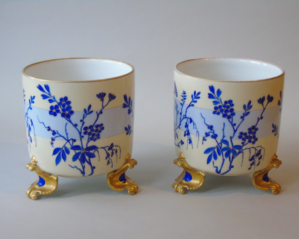Antique Pair of Aesthetic Porcelain Jardiniere View III