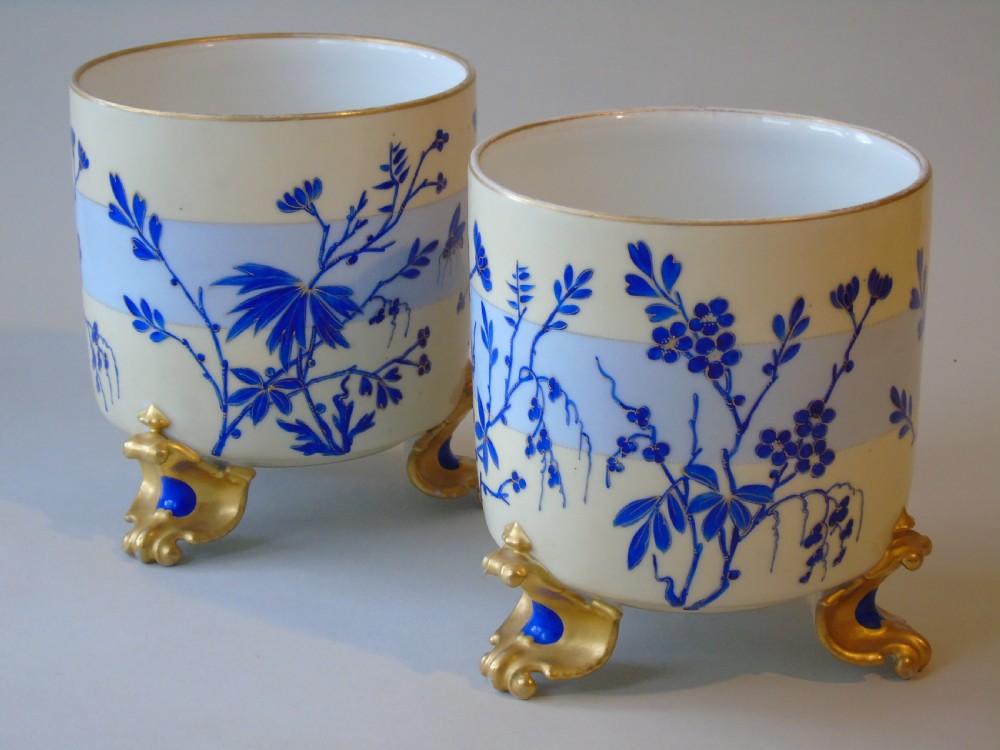Antique Pair of Aesthetic Porcelain Jardiniere View IX