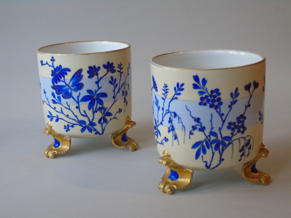 Antique Pair of Aesthetic Porcelain Jardiniere View XII