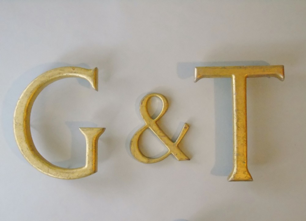 Antique Gilt Wood Letters 'G & T'