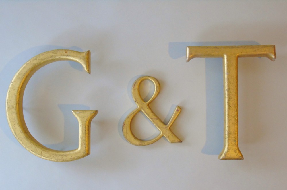 Antique Gilt Wood Letters 'G & T' View II