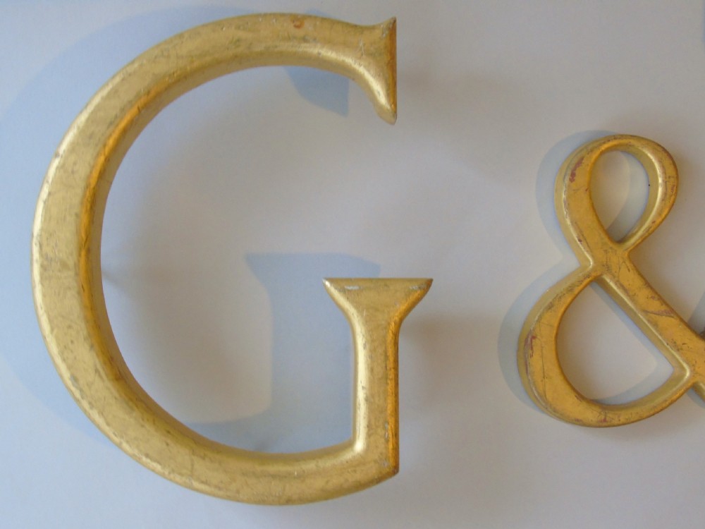 Antique Gilt Wood Letters 'G & T' View III