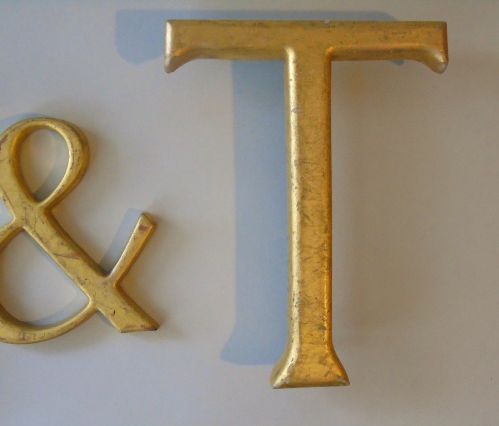 Antique Gilt Wood Letters 'G & T' View V