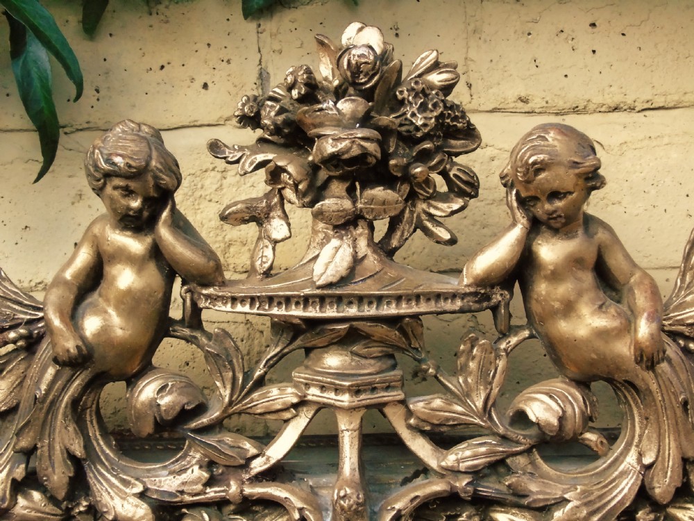 Stunning French Gilt Mirror Cherub Crest View VII