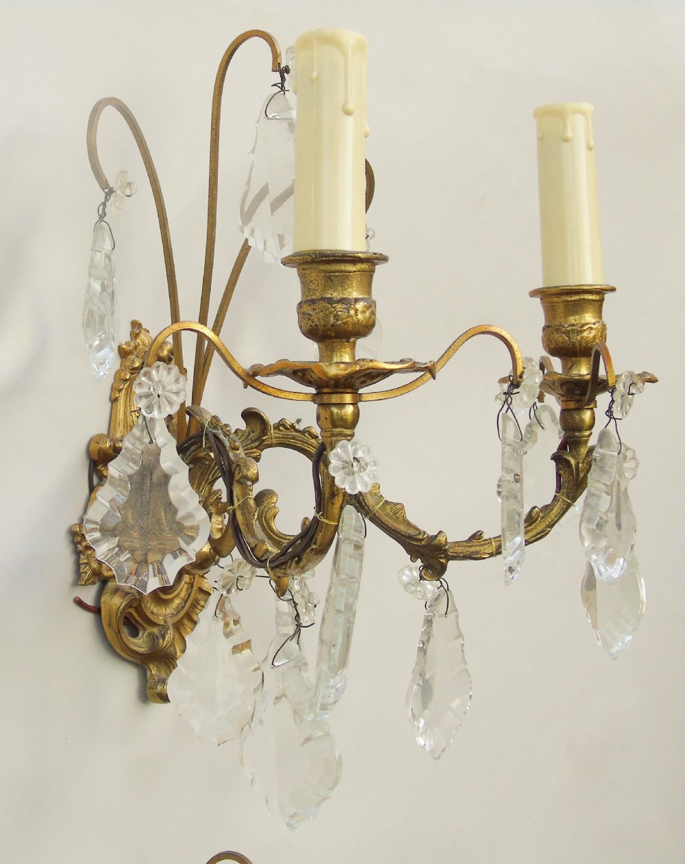 Good Set of 4 Gilt & Cut Crystal Wall Lights View IV