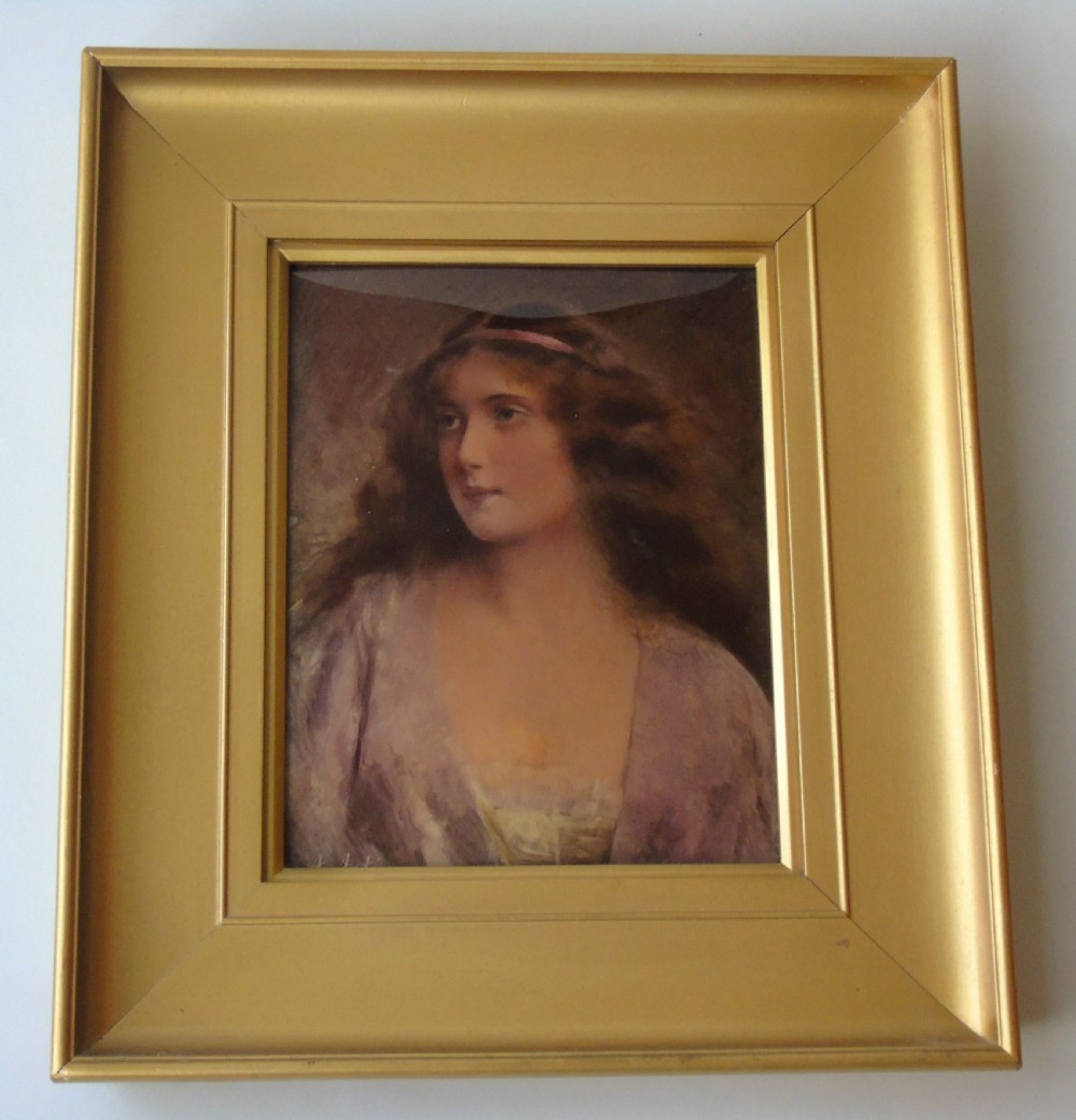 Beautiful Antique Crystoleum Portrait Painting on Glass