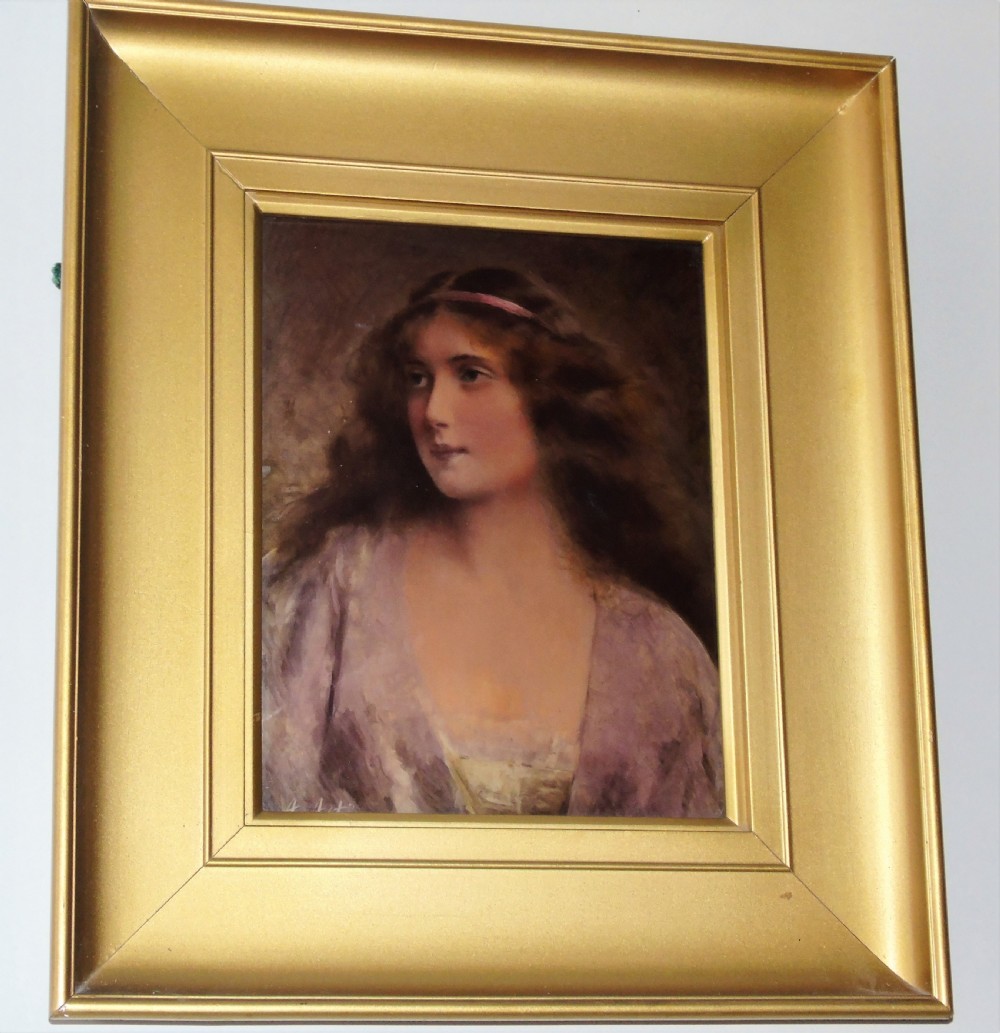 Beautiful Antique Crystoleum Portrait Painting on Glass View II