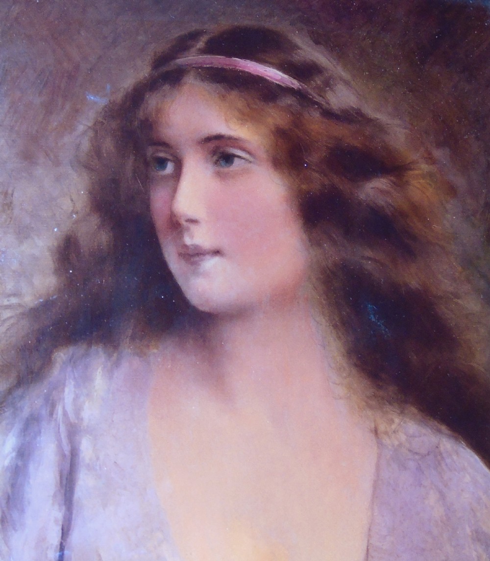 Beautiful Antique Crystoleum Portrait Painting on Glass View III